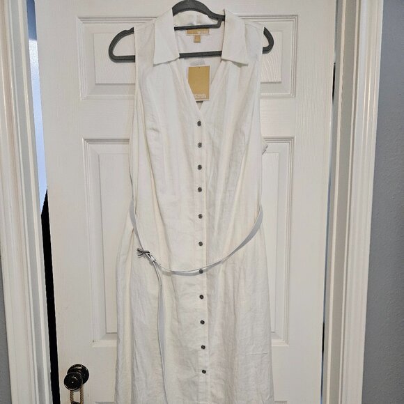 Michael Kors Dresses & Skirts - Michael Kors Sleeveless White Button Down Dress Size 2X